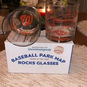 Washington Nationals National Park Baseball Park Map Rocks Glasses Pair NIB